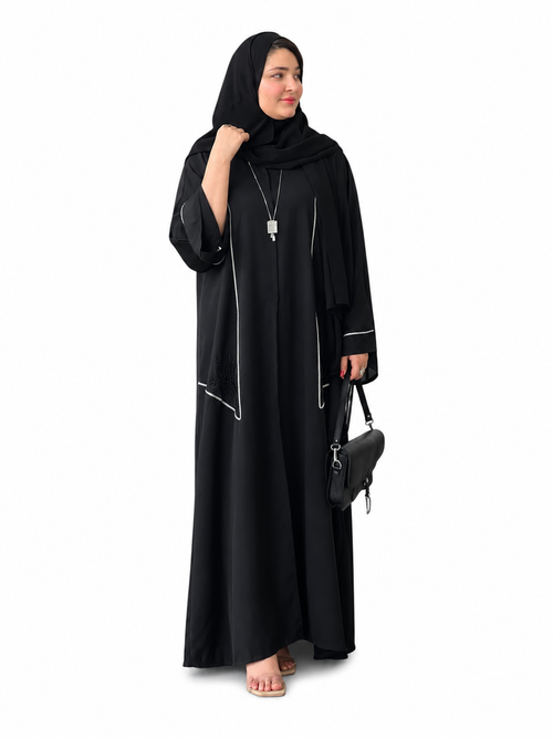 Elegant Black Stone Work Abaya