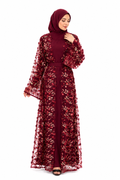 Luxury Floral Embroidered Open Abaya Set